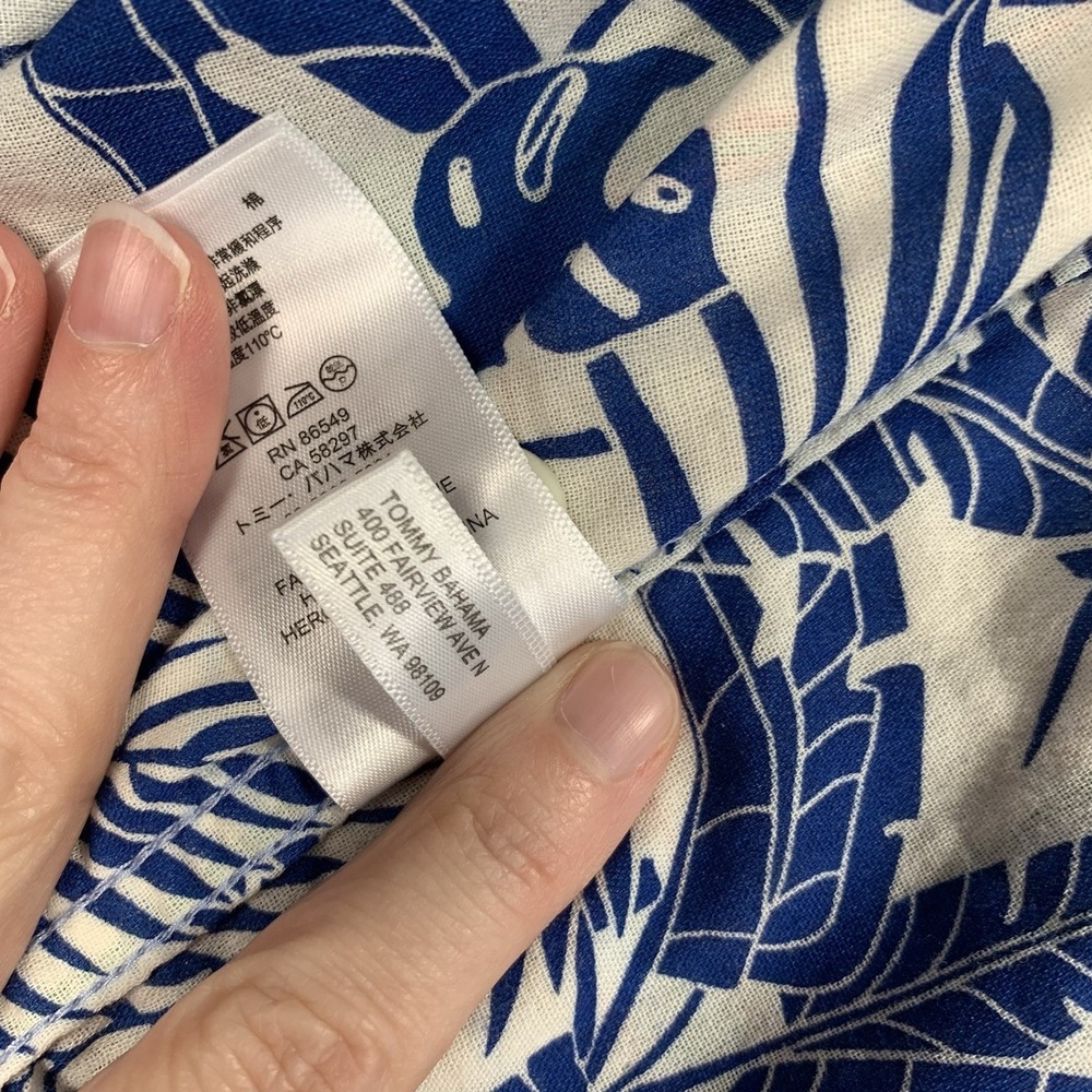 Tommy Bahama Short Sleeve Shirt Plaid Palm Print 100% Cotton Casual Mens - Picture 9 of 9